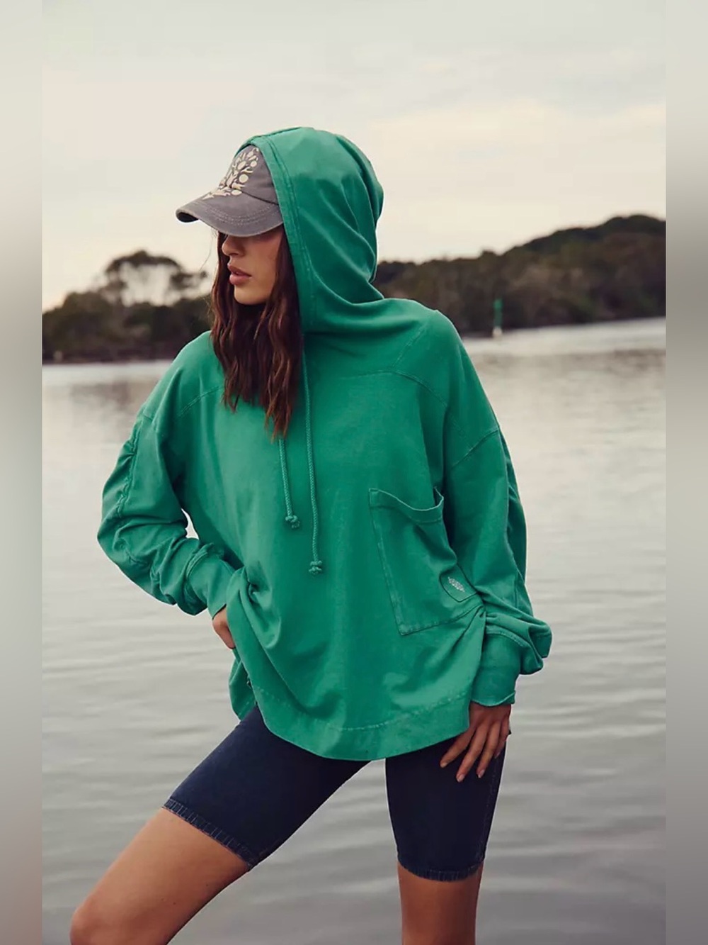 New FP Movement by Free People Hot Shot Hooded Layer ~ Green